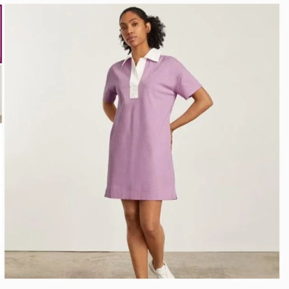Everlane Organic Cotton Y2K Varsity Polo Loose Shirt Dress Size Small